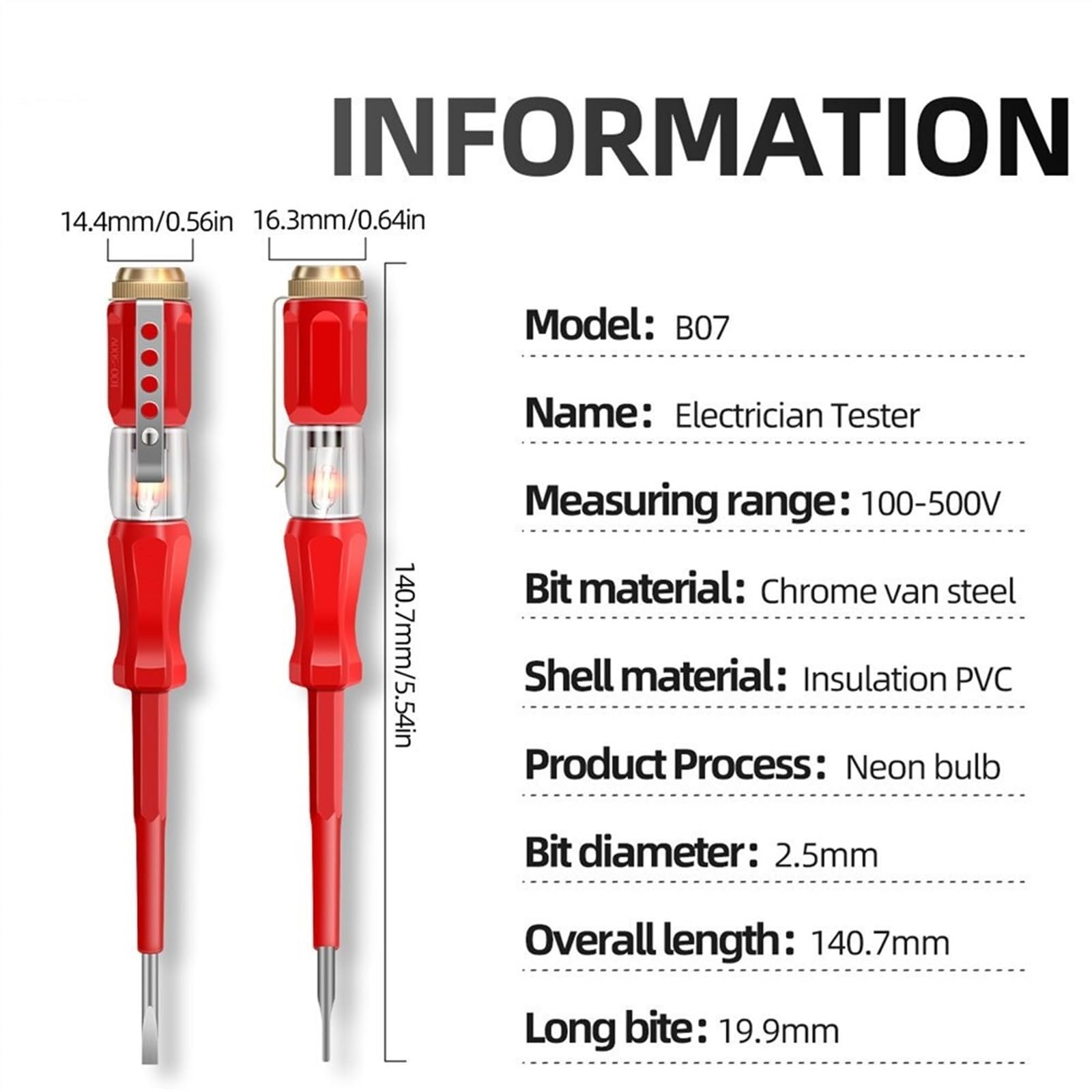 B07 Testeur Tournevis Détecteur de Tension Électrique Stylo Mini Instrument Outils