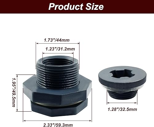 Vista 24 de 1 unidad NPT1 1/2 PVC Bulkhead Fitting, conector de tanque de agua de plástico de 1 1/2 pulgadas, accesorios de tubería roscados a granel para 1