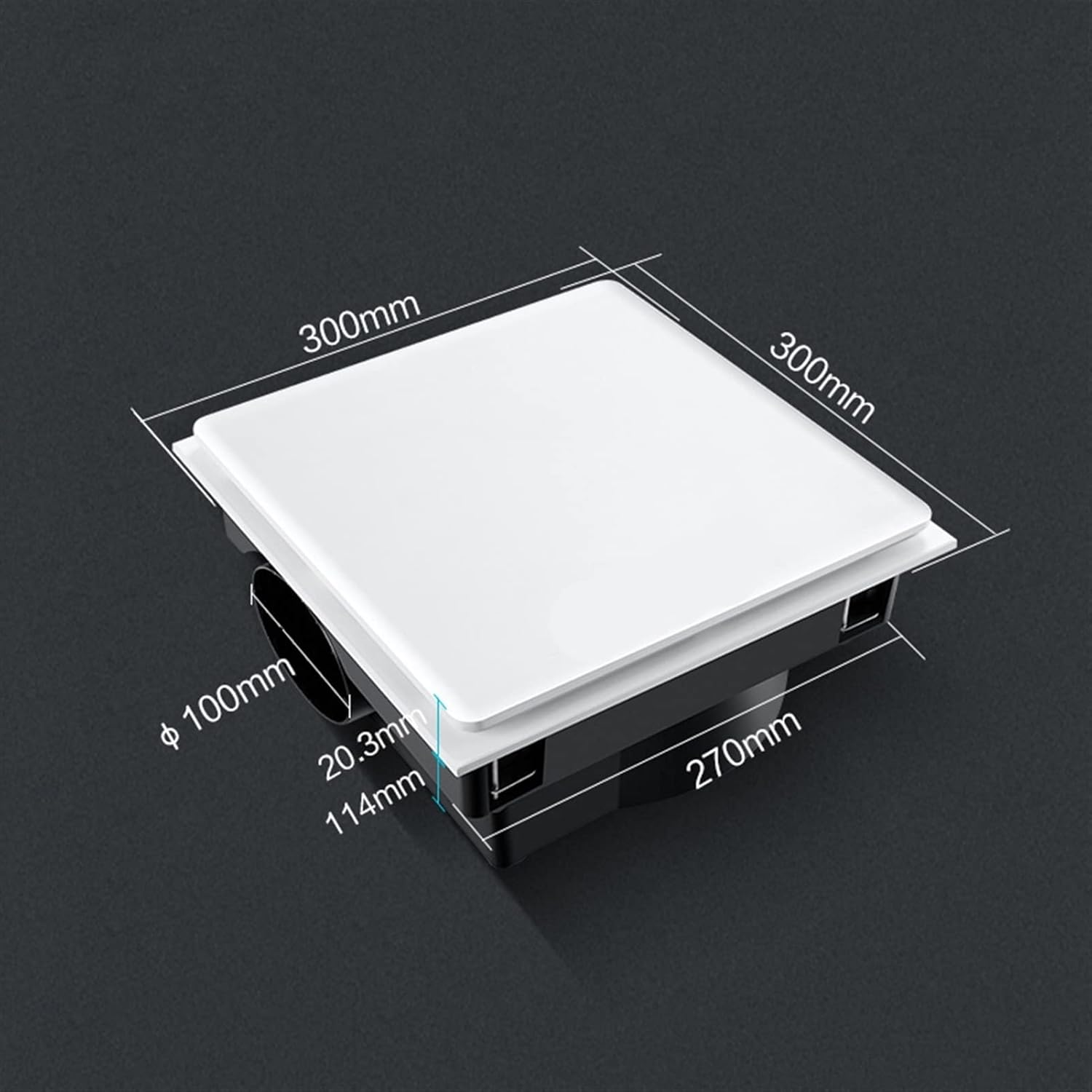 Ventilation Fan 30×30cm Ceiling Exhaust Fan, Powerful Universal Ceiling Ventilator Commercial Bathroom Toilet Silent Ceiling Ventilator, White, 40W ventilating Fan