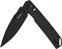 Vista 1 de Kershaw Iridium Reverse Tanto - Cuchillo de bolsillo plegable, elegante hoja de acero D2 de 3.4 pulgadas, mecanismo de bloqueo DuraLock, mango