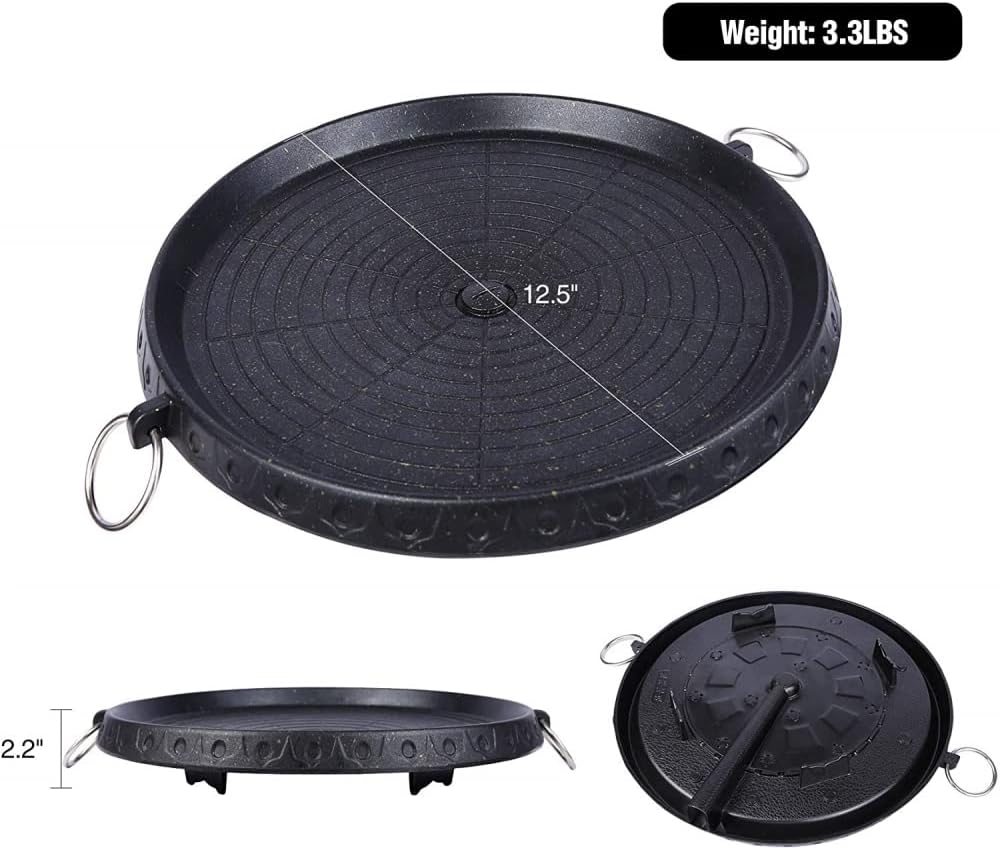BBQ Grill Pan with Maifan Stone Coated Surface, Nonstick Stovetop Grill Pan for Indoor and Outdoor 12.5"