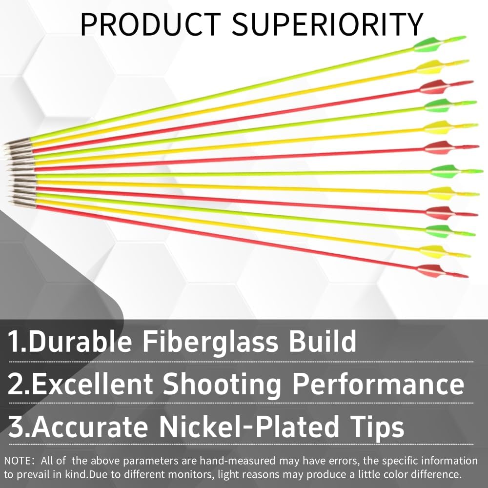 12 Pieces Fiberglass Archery Arrows - 31" Hunting Shooting Arrows for Recurve Bow Target Practice