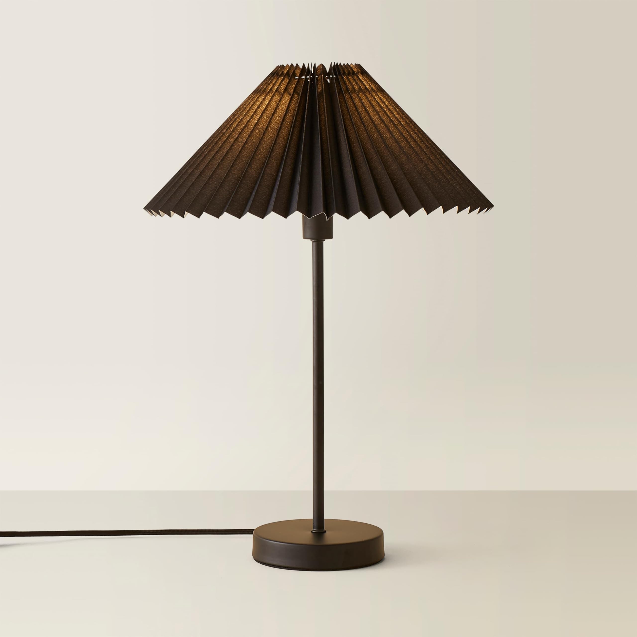 Valuelights Black | Metal Single Stem Table Lamp With Pleated Lampshade | Table Lamps, Home Décor & Improvement Essential