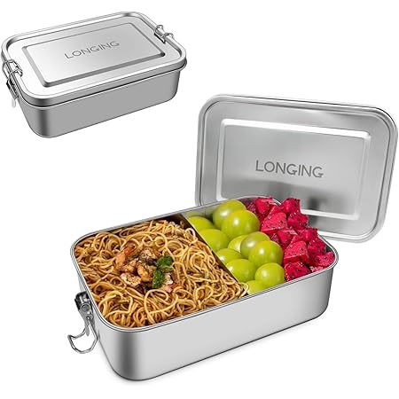 APS Edelstahl Lunchbox 1.400 Ml - Auslaufsichere Brotdose Mit Trennwand