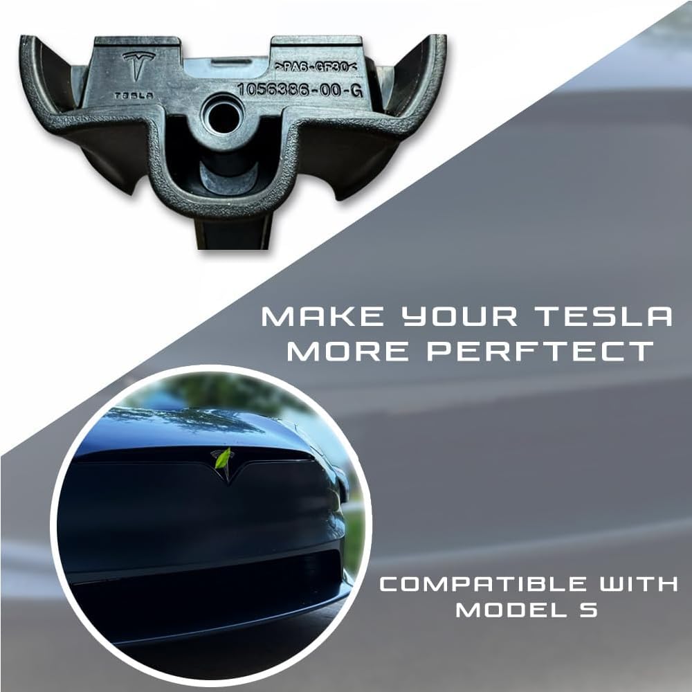 Front Hood/Grille Bright Emblem Logo Compatible with Tesla Model S - Matte Carbon Fiber Pattern 1 Piece