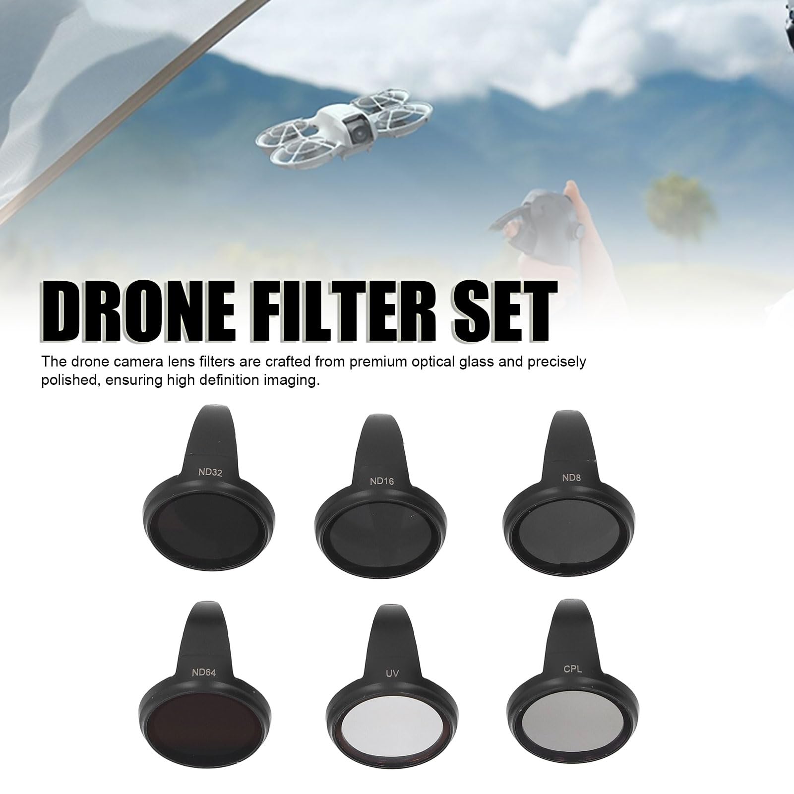 6 Pezzi Kit Filtro Lente per Neo, Vetro Ottico Multistrato UV CPL ND8 ND16 ND32 ND64 Filtri Accessori Drone