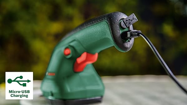 Bosch Cordless Hedge Trimmer and Grass Shear - EasyShear (Integrated 3.6V, Battery runtime: 40 min, Blade Length: 12cm (Shrub) / 8cm (Grass) - 4
