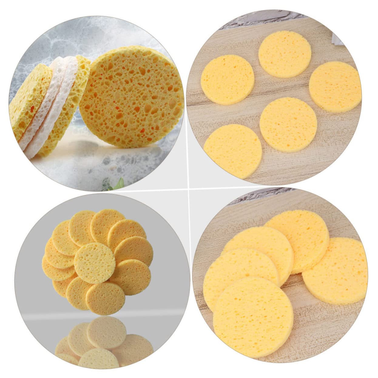 Vaguelly Round Makeup Powder Puff 100pcs Soft Wood Pulp Facial Cleaning Sponges for Women Multipurpose Makeup Removal Pads for Daily Use