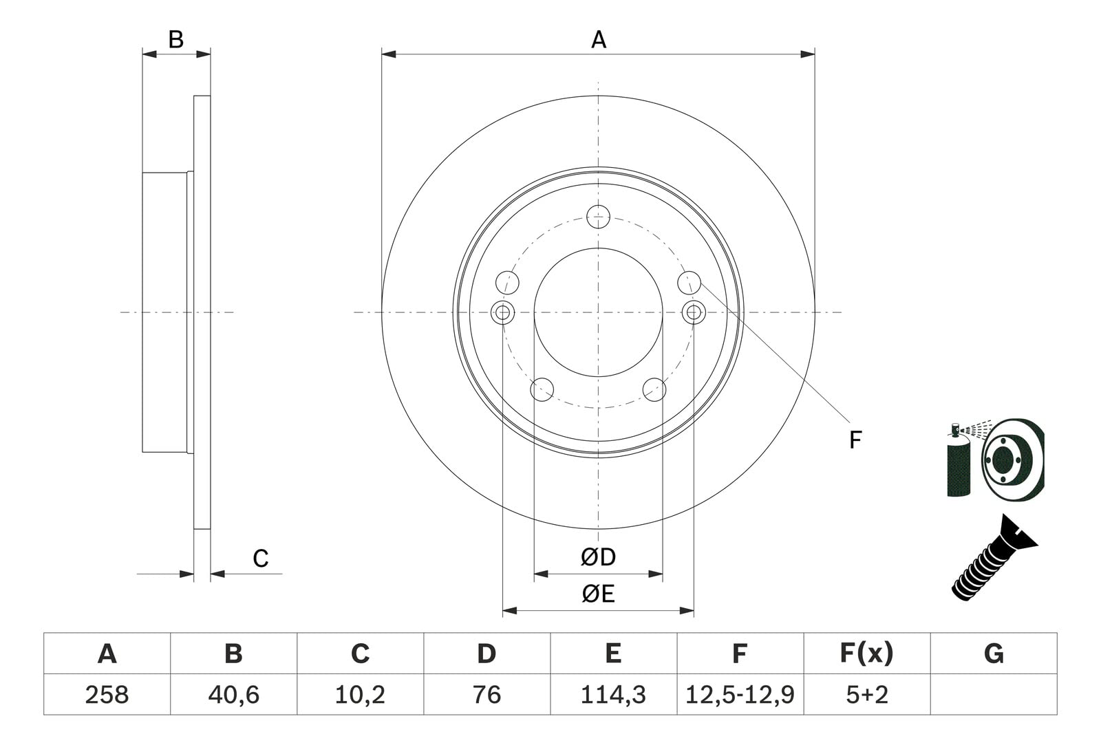 BOSCH Set Dischi Freno BD2700 - Dischi Freno Ventilati di Ghisa di 258mm - Asse Posteriore - Conformi al regolamento ECE-R90 - Ottimizzati per Ridurre Rumore, Calore e Corrosione - 2 Dischi