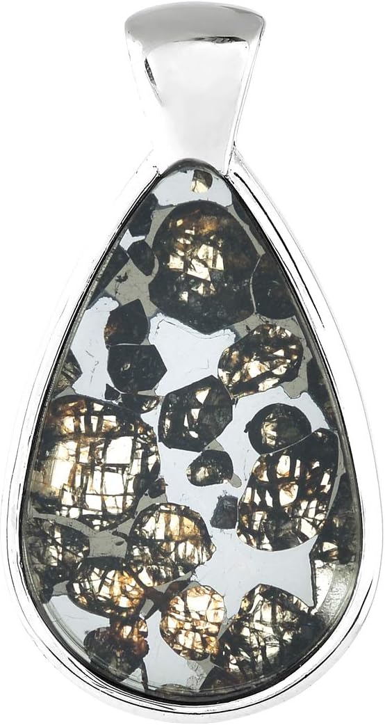 Starborn Sericho Pallasite Meteorite Pear Pendant Sterling Silver