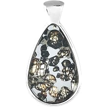 Starborn Sericho Pallasite Meteorite Pear Pendant Sterling Silver