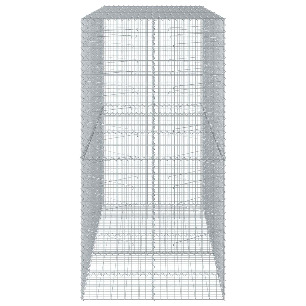 Gavión con tapa, 250 x 100 x 200 cm, metal galvanizado | Cesta de malla de alambre de hierro galvanizado resistente para jardinería y privacidad en exteriores.