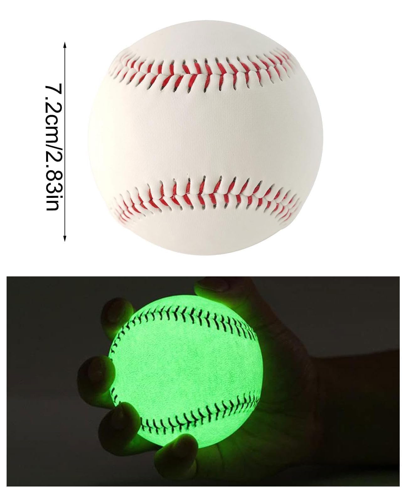 Pelotas de béisbol luminosas de 9 pulgadas que brillan en la oscuridad para práctica nocturna