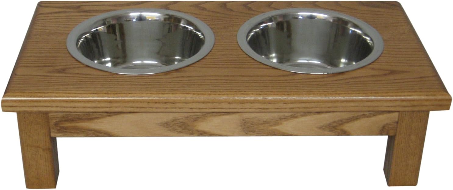 Classic Pet Beds 2-Bowl Small Traditional Style Ash Pet Diner, Medium Walnut