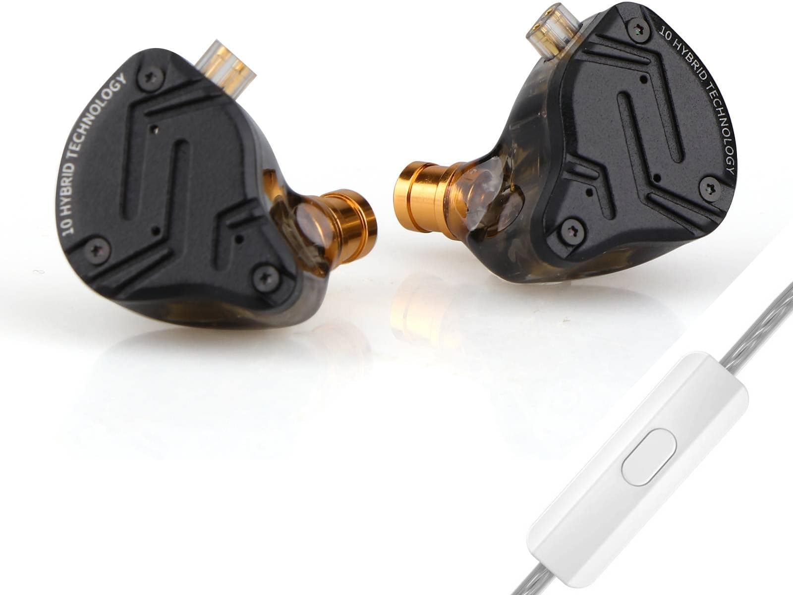 KZ ZS10 PRO X Upgraded 1DD+4BA Hybrid Driver HiFi in Ear Earphones IEM with Alloy Faceplate, Detachable Silver-Plated Recessed 2Pin Cable for Audiophile Musician DJ Stage (With Mic)