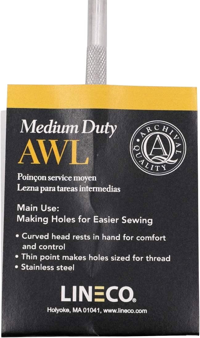Lineco, Medium Duty Awl, Fine Point with Stainless Steel Straight Handle, for Sewing and Bookbinding