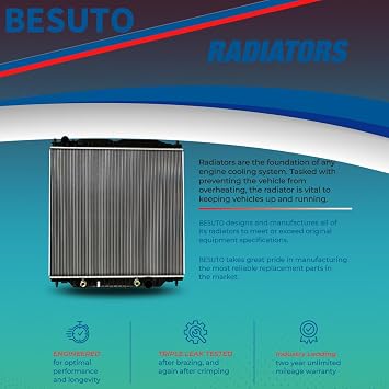 BESUTO Aluminum Radiator | Compatible with Cadillac DEVILLE 4.6 V8,2000-2000 | 26mm Core Thickness | Replaces CU2352