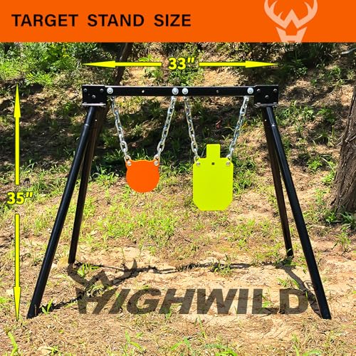 Image of Highwild AR500 Steel Targets System 3 /8 Inch Thick Complete Steel Shooting Targets with Stand, 6 inch Shooting Gong + 7 inch x 12 inch Torso with 1 Stand & 2 Mounting Kits for Outdoor Range and Shooting Practice
