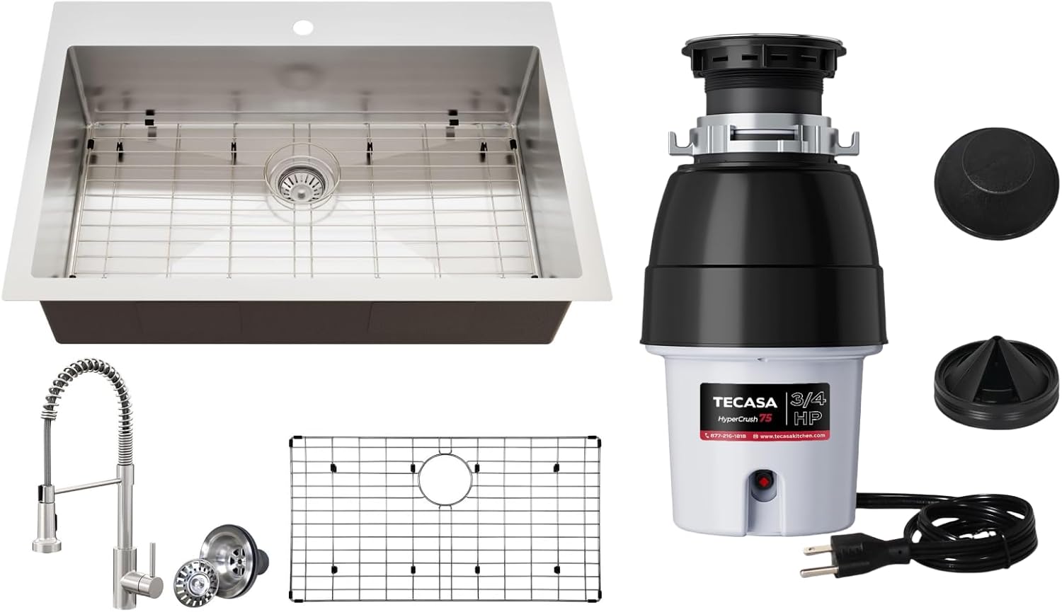 33x22 Drop-in/Undermount Kitchen Sink & 3/4 HP Garbage Disposal