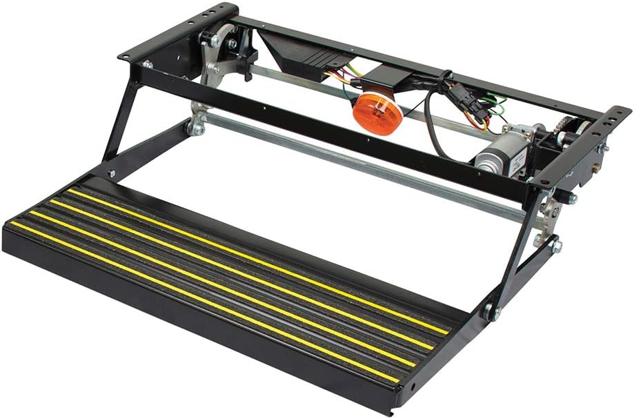 Kwikee Revolution Series Single Step Electric RV Step — Automatically Extending RV Travel Trailer Step — Heavy-Gauge Steel — Improved Visibility with Hidden Light — 300 lb. Weight Capacity — 372604