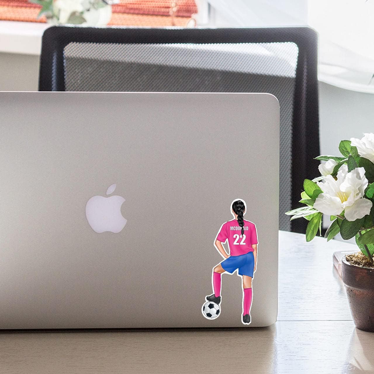 6 Pack Personalized Female Soccer Stickers | Laminated Labels For Your Water Bottle, Laptop or Phone | Soccer Gift Decals That Last & Won't Peel