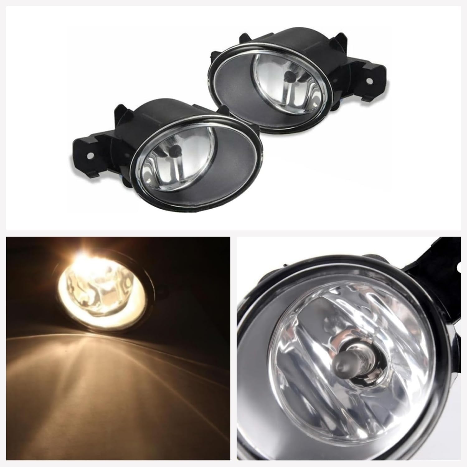 Fog Lights Replacement for 2008-2013 Nissan Altima,2013-2016 Nissan Pathfinder,2013-2019 Nissan Versa Clear Lens with Bulbs (Driver and Passenger Side)
