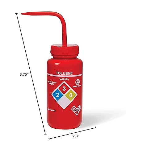 Miniatura 4 de United Scientific™ UniSafe™ - Botella de lavado químico ventilada de LDPE de boca ancha de grado de laboratorio, tolueno, 16.9 fl oz (16 onzas), 4