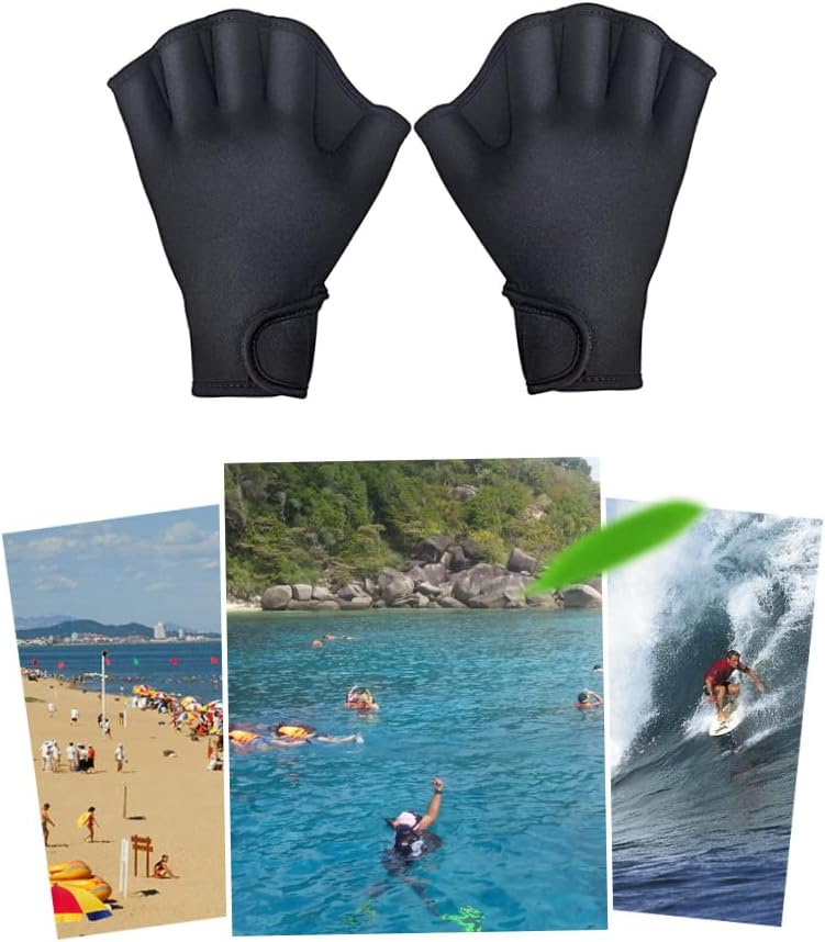 ESiiFuu Aquatic Gloves Swimming Training Webbed Swim Gloves for Men Women Adult Children Aquatic Fitness Water Resistance Training Black M, Aquatic Gloves, Swim Training Gloves, Fin Gloves : Everything Else