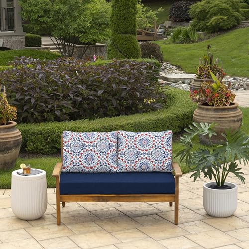 Image of Arden Outdoor Loveseat Cushion Set, 48 x 24, Water Repellent, Fade Resistant, Cushion Set for Couch, Bench, and Swing, Clark Blue