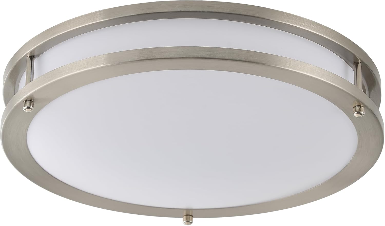 14 Inch LED Double Ring Ceiling Light, 24W Dimmable Flush Mount Lighting Fixture, Brushed Nickel Finish, 3000K Warm White LED Ceiling Lamp for Hallway Stairway Closet