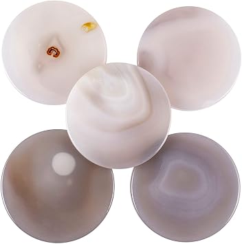SUNYIK Natural Light Table Agate Slice Set, Round Polished Stone Geode Drusy Healing Crystal Slab Cards, Pack of 5, 1.7"-2.3" in Length