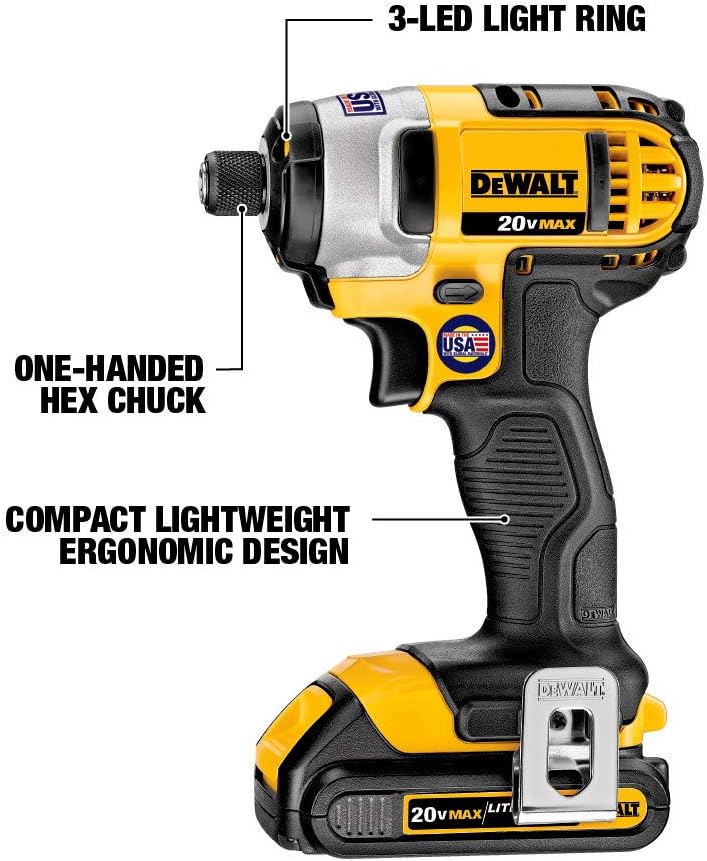 DEWALT DCK285C2 20-Volt MAX Li-Ion Compact 1.5 Ah Hammer Drill and Impact Combo Kit
