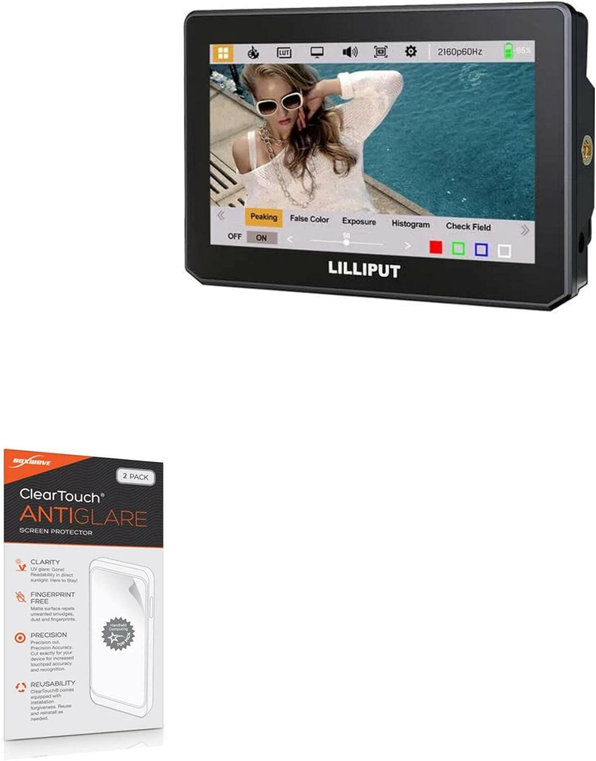 BoxWave Screen Protector Compatible with Lilliput T5 - ClearTouch Anti-Glare (2-Pack), Anti-Fingerprint Matte Film Skin