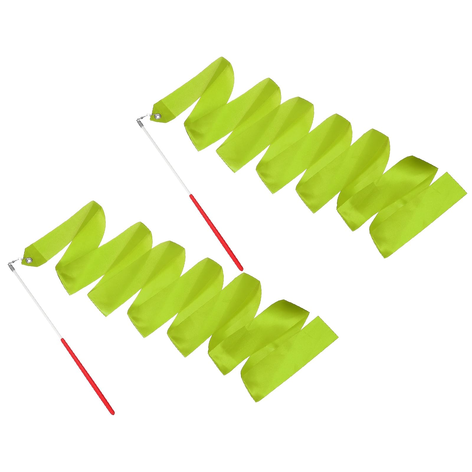 YELARXI 2 Pcs Dance Ribbons, 78.7" Gymnastics Ribbon Streamers, Rhythmic Dance Twirling Sticks with Non-Slip Red Wand -Fitting for (Gymnastics/Talent Shows/Artistic/Party) Olive Green