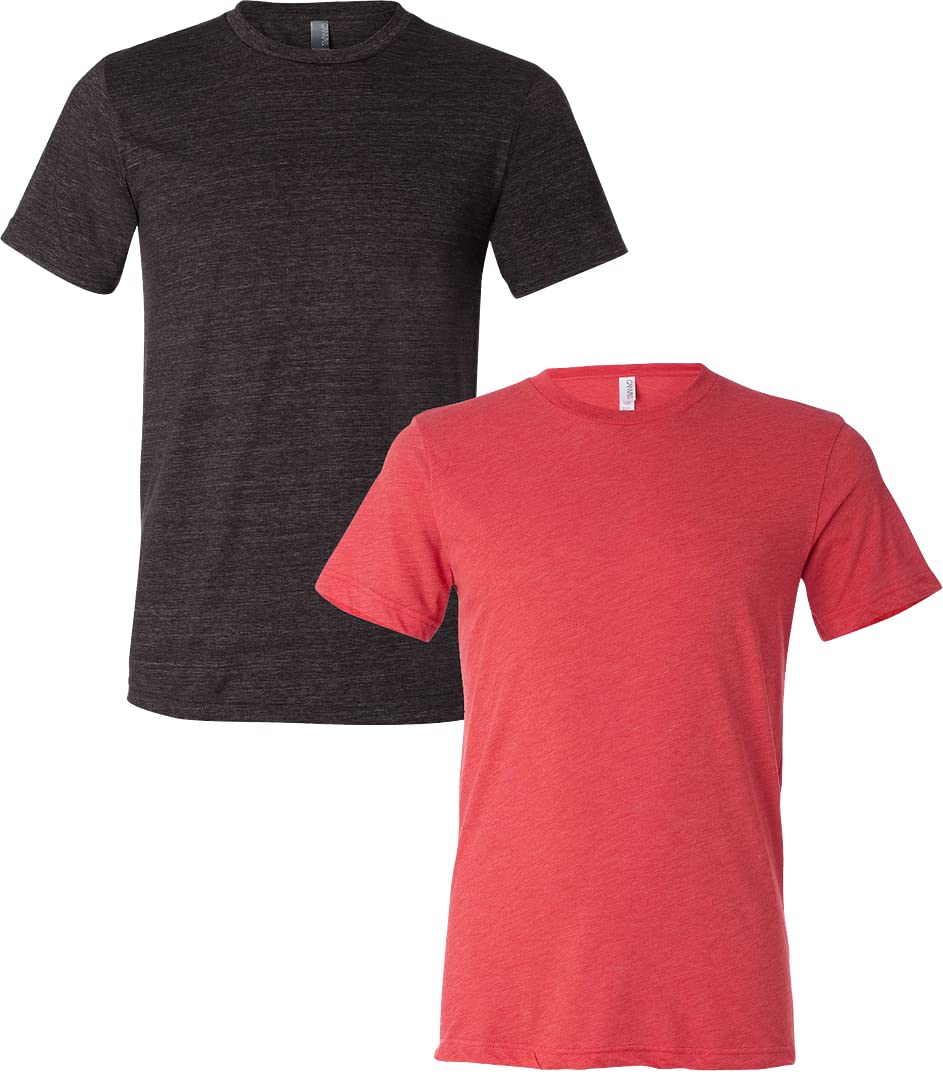 Bella Canvas Unisex Crew Neck Triblend Short Sleeve Tee XL-Charcoal-Red