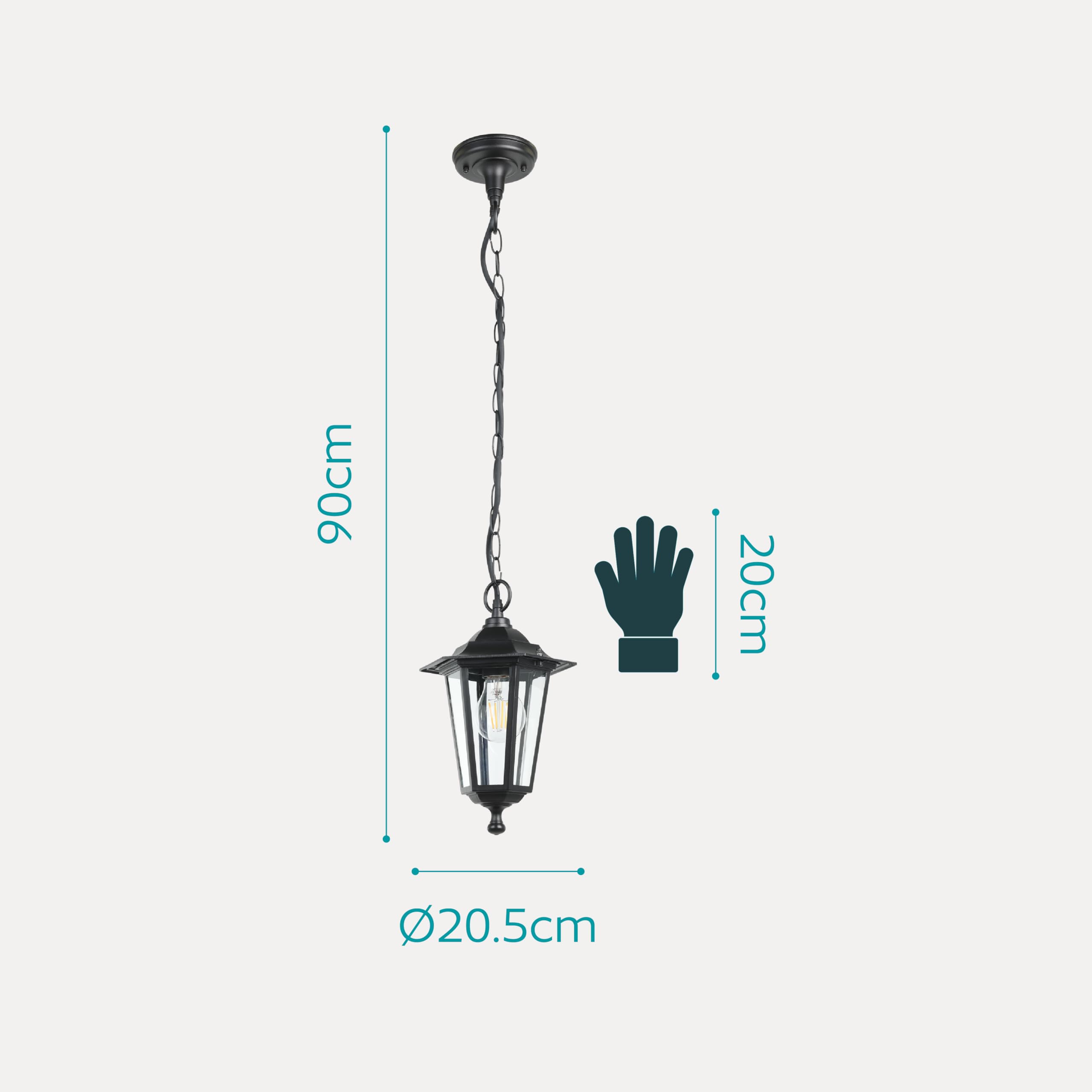 Eglo Lampada a sospensione da esterno Laterna 4, lampada da esterno uno punto luce, lampada a sospensione in alluminio pressofuso e vetro, nero, E27, IP44 (Confezione da 2)