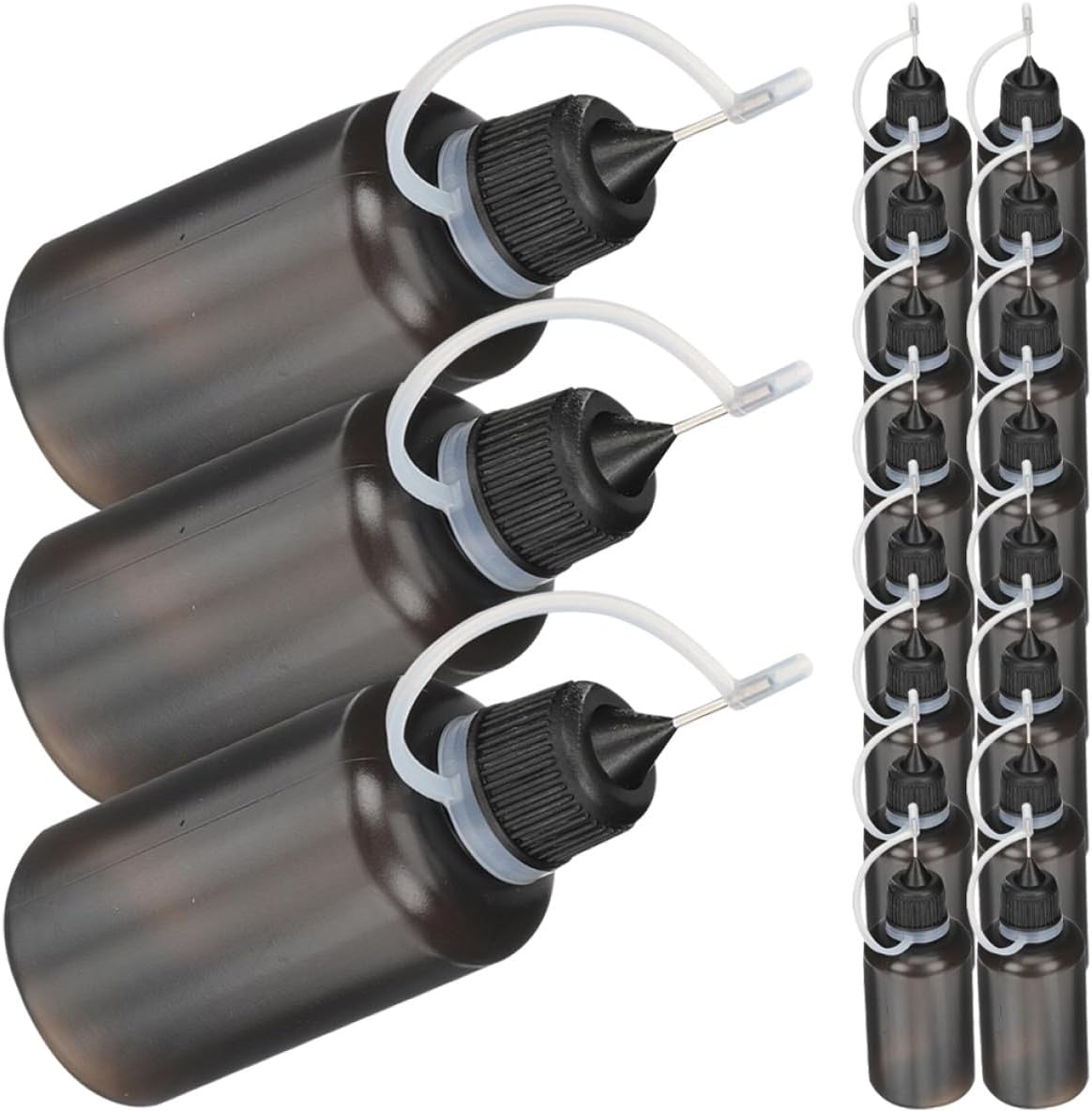 20pcs 30ml Needle Tip Applicator Bottles, Black Plastic Squeeze Glue Bottles with Precision Nozzle, Compact Oil Dispenser for Industrial and Craft Liquid Dispensing