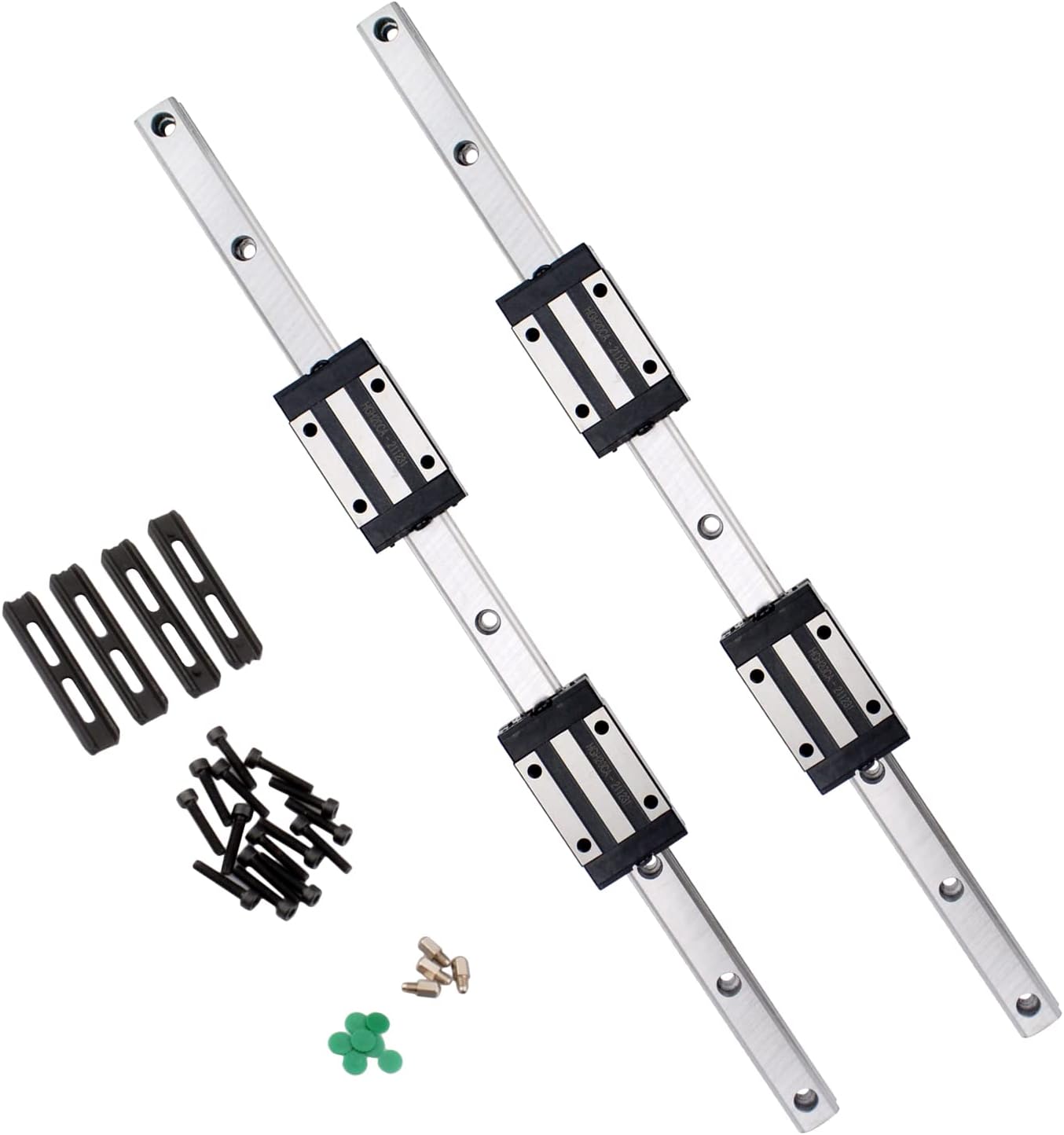 300mm HGR20 Linear Rail Guide Set,2 pcs HGR20-300 mm Linear Rails and 4 pcs HGH20CA Slider Block for Automated Machines