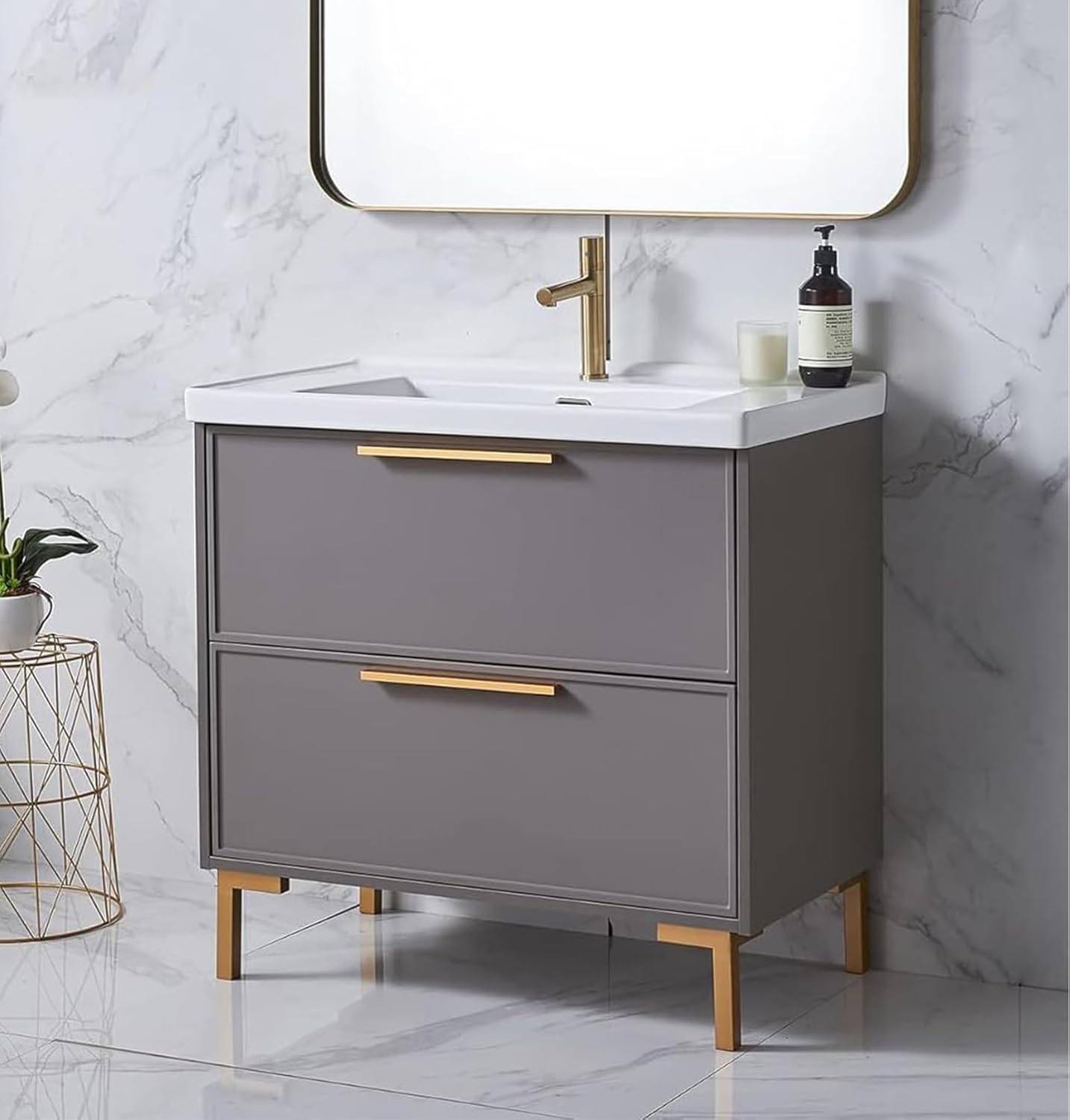 Amazon.com: Mogiyin 32 inch Bathroom Vanity,Modern Grey Bathroom Vanity ...