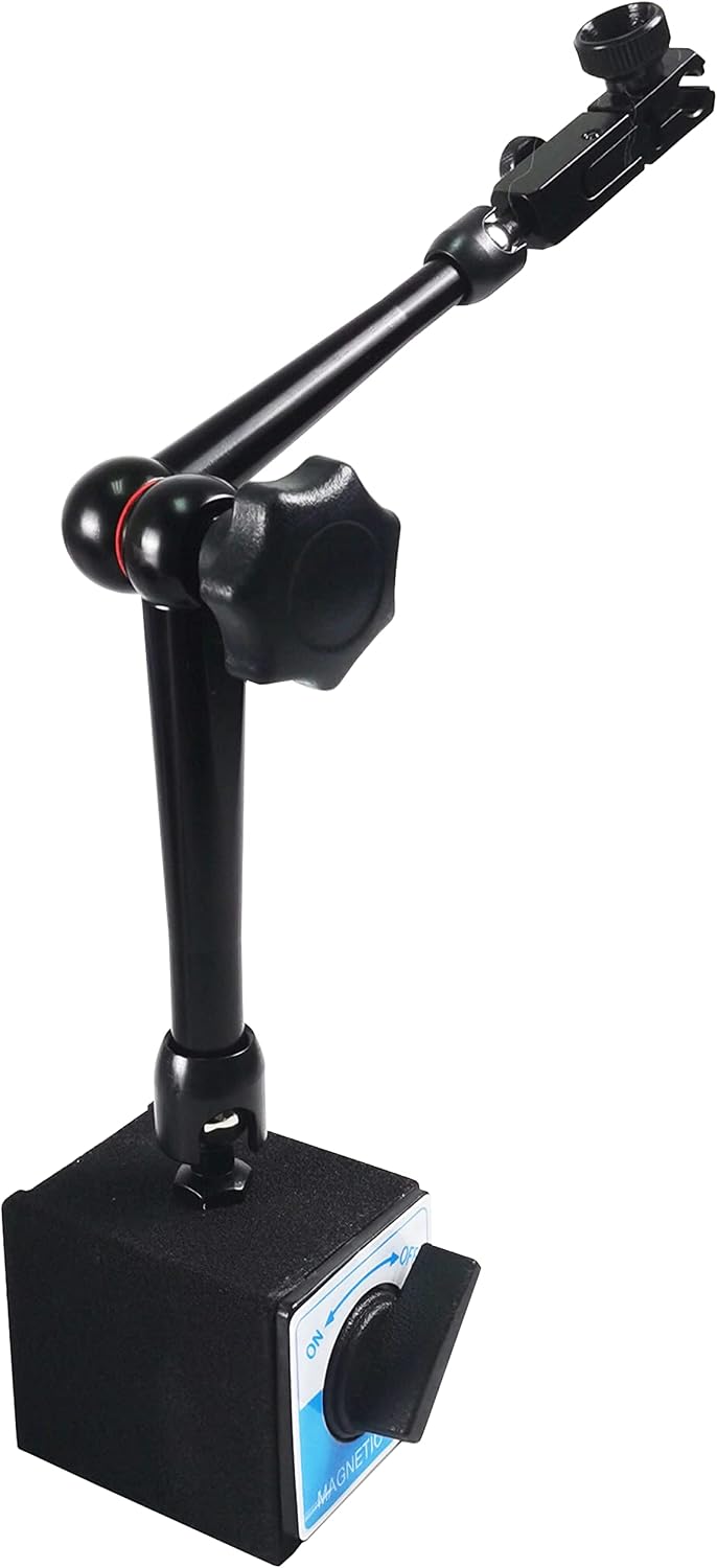 HFS(R) Dial Indicator Magnetic Base Stand with Adjustable Holder Flexible Arm for 8mm Digital Dial Test Indicator Gauge 176lbs/80kg Max Pull Black