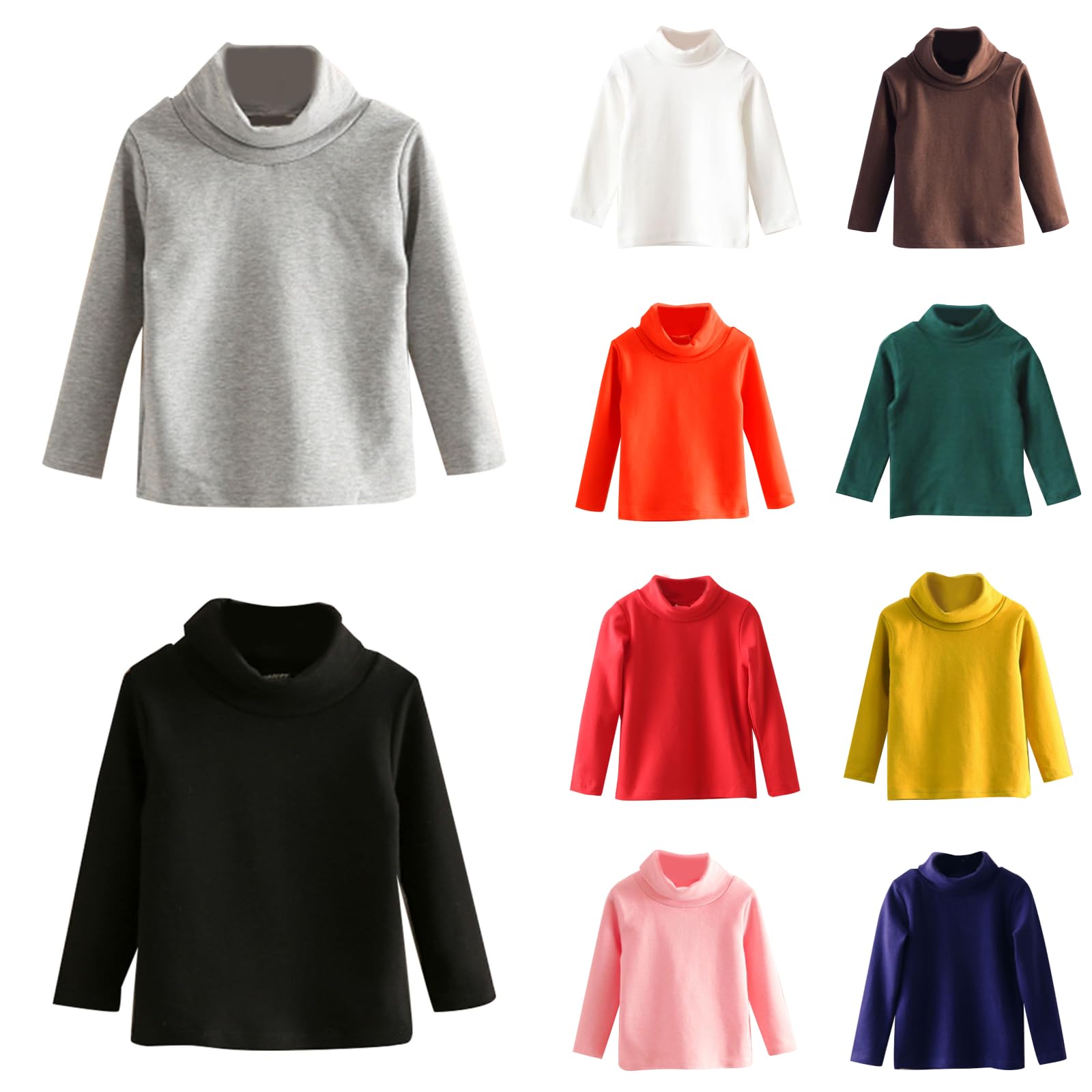 Betadog Boys Girls Turtleneck Kids Long Sleeve Shirts Solid Warm Unisex Turtle Neck Top Kids Casual (Coffee, 7-8 Years)