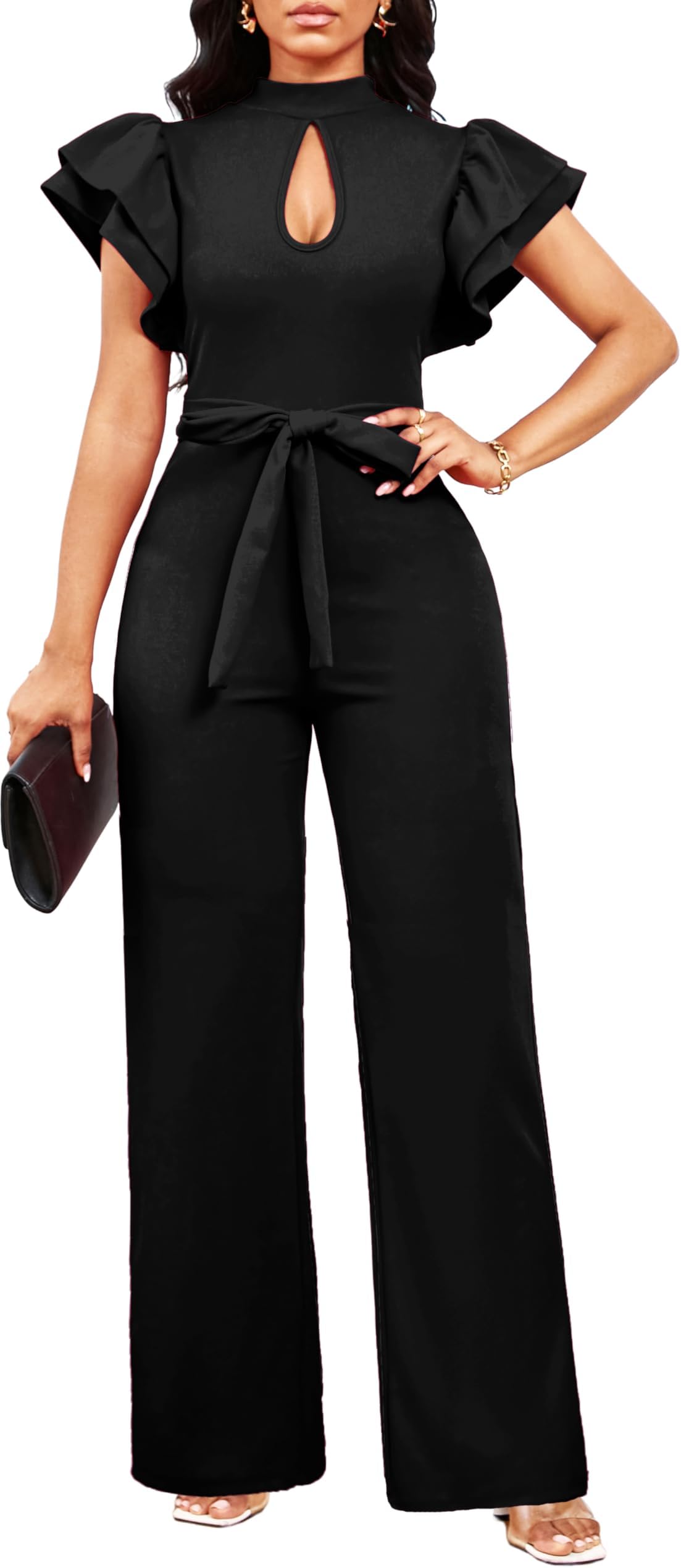 Elegant Jumpsuits for Women Dressy Formal Casual Long Straight Pants Business Jumpsuit