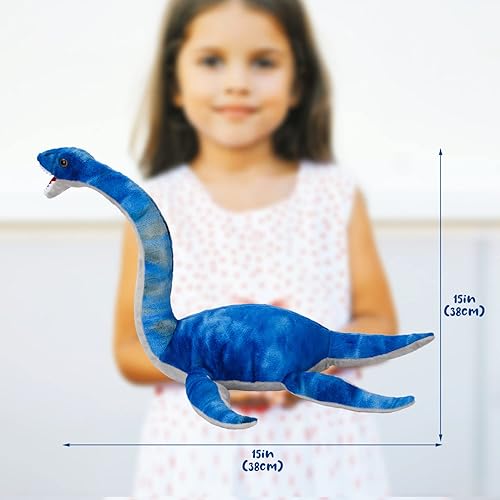 Miniatura 7 de Peluche de Plesiosaurus, dinosaurio de peluche para lanzar, muñeco de almohada de peluche suave y amigable azul, cojín para abrazar - Regalo