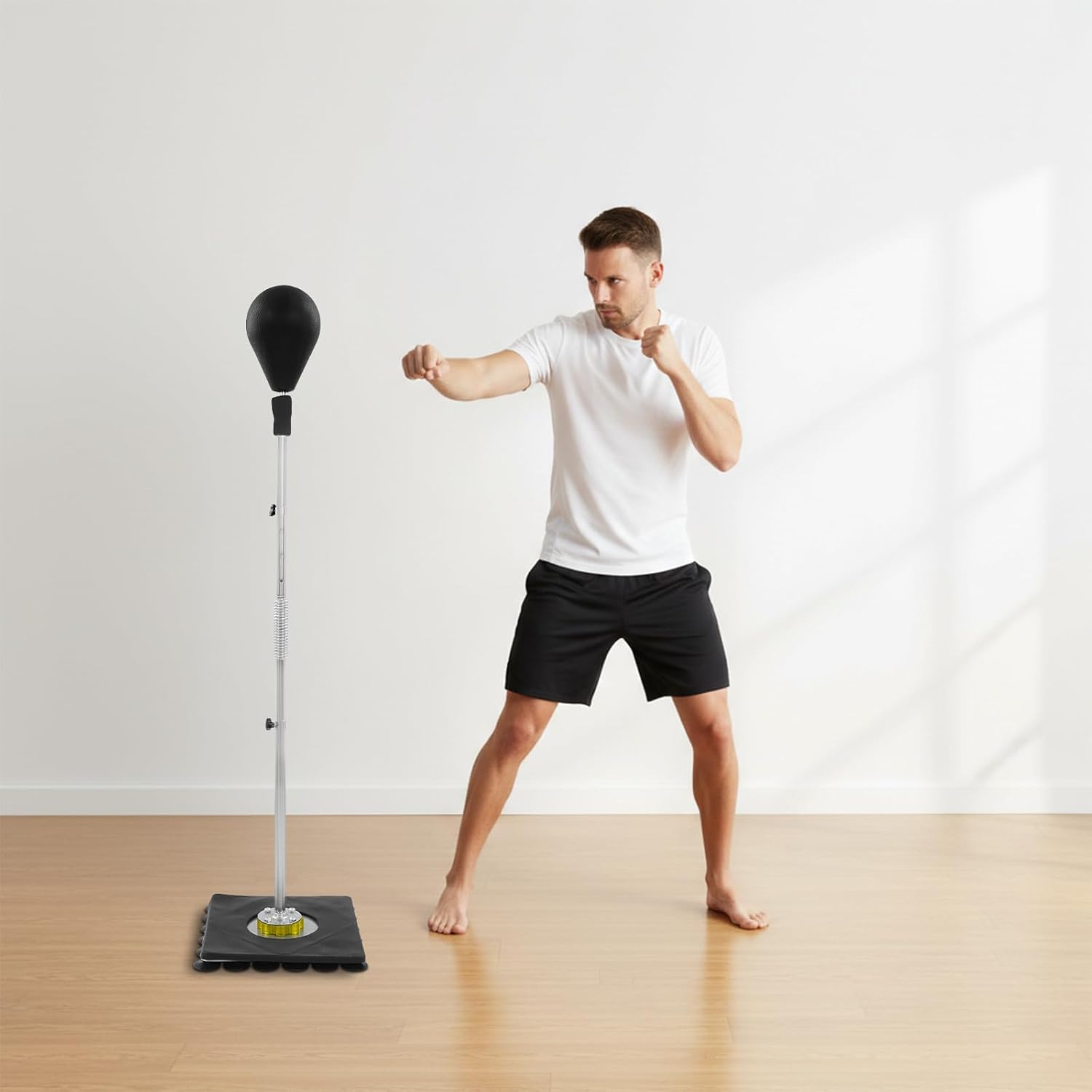 Freestanding Punching Bag with Stand, Adjustable Height Reflex Bag Speed Bag for Adults & Kids, 32 Suction Cups Base, Includes Boxing Gloves