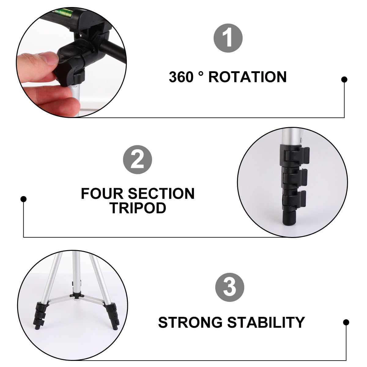 Treppiede Telescopico 110cm in Lega di Alluminio per Streaming | Pieghevole, Altezza Regolabile, Argento, per Viaggio, Adatto a Telescopio e Fotocamera