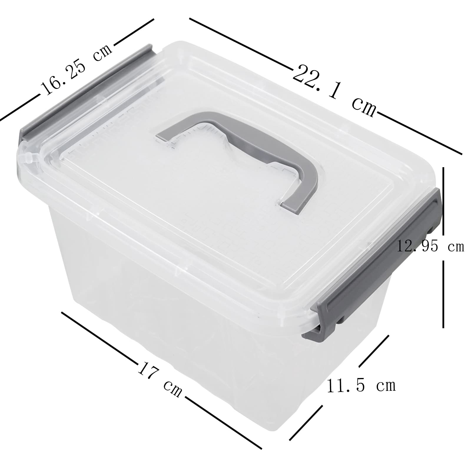 6 Stück Aufbewahrungsboxen 3 Liter – Transparent, Mit Griff & Schnallenverschluss