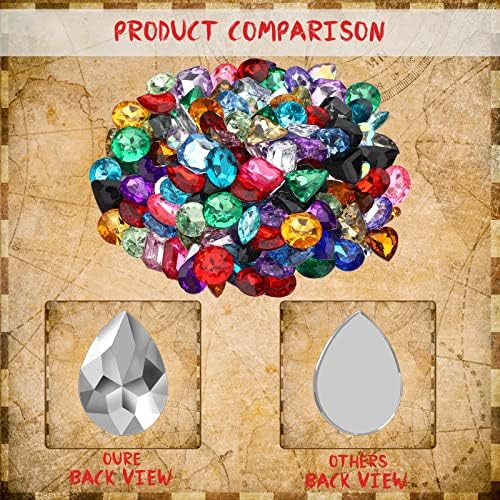 150 Pieces Pirate Treasure Multi-color Acrylic Diamond Fake Jewels for Kids Bling Fake Diamonds Gems Pirate Jewels Gemstone for Halloween Pirate Party Table Decorations Hunt Party Favors Pretend Play