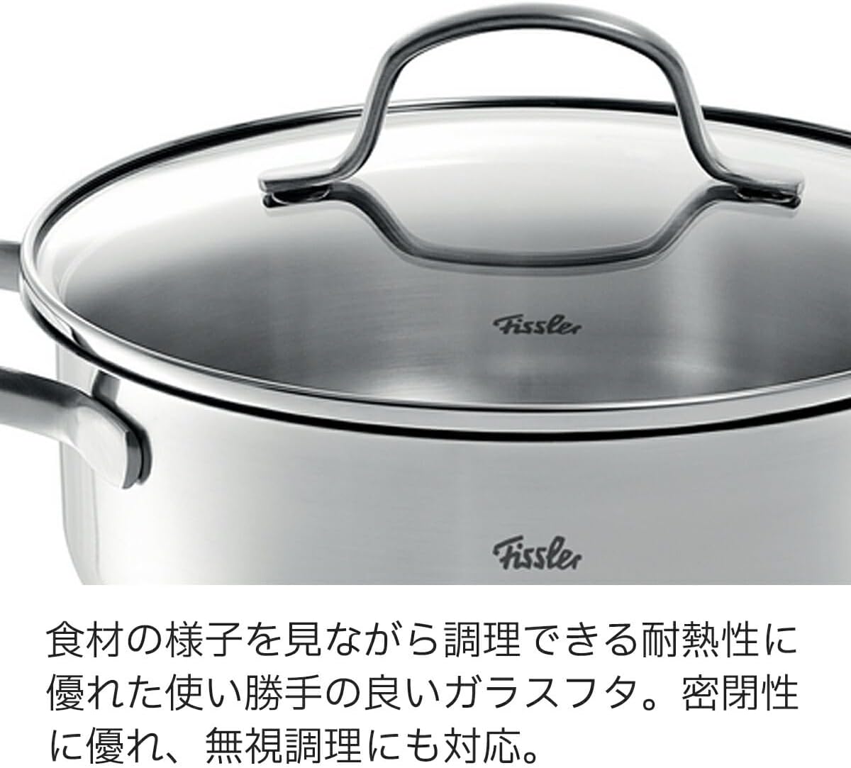 Fissler San Francisco/Stainless Steel Stewing Pot (2.1 L - Diameter 20 cm) Roasting Pan with Glass Lid Pouring Rim Energy Saving - Also Induction