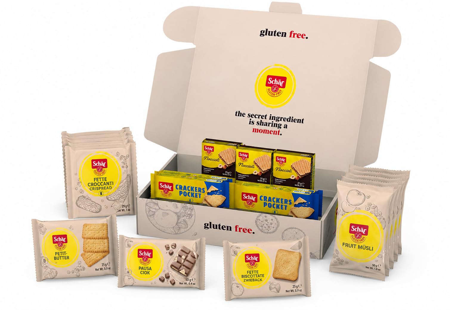Breakfast Box Senza Glutine Monoporzioni Colazione 1,105 Kg Assortimento Snack Dolci E Salati Per Hotel B&B Bar Catering Con Biscotti Crackers Muesli E Fette Biscottate