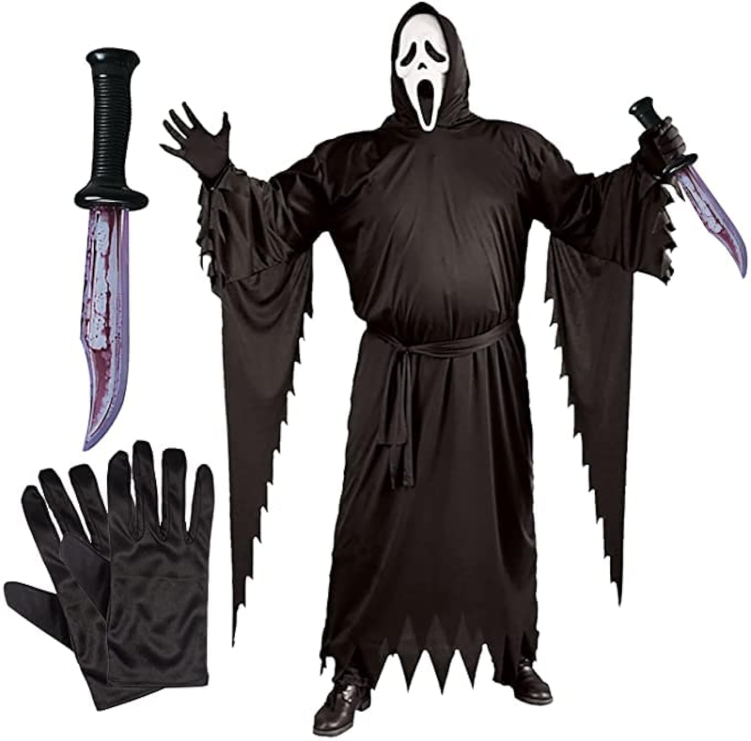 Officially Licensed Scream Ghostface Adults Halloween Horror Fancy Dress Mens Costume + Gloves + Knife